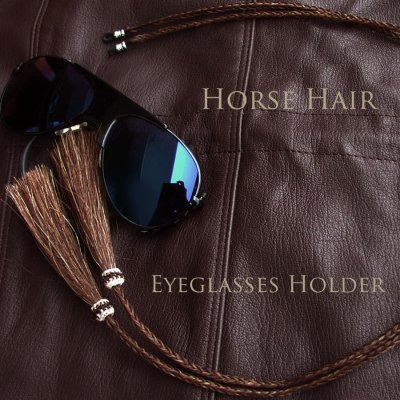 画像1: メガネ用 サングラス用 ストラップ ホルダー 馬の毛 ホースヘアー タッセル付（ブラウン）/Eyeglass Holder w/Tassels Horse Hair(Brown)