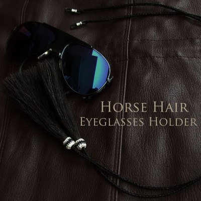 画像1: メガネ用 サングラス用 ストラップ ホルダー 馬の毛 ホースヘアー タッセル付（ブラック）/Eyeglass Holder w/Tassels Horse Hair(Black)