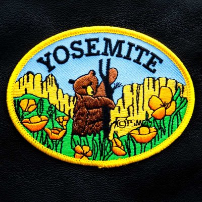 画像1: ワッペン ヨセミテ カリフォルニア グリズリー ベアー&フラワー/Patch Yosemite