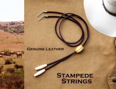 画像2: ハット用 あご紐 レザー製 スタンピード ストリングス （ブラウン）/Leather Stampede Strings(Brown) (2)