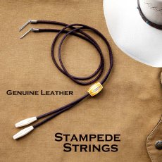 画像1: ハット用 あご紐 レザー製 スタンピード ストリングス （ブラウン）/Leather Stampede Strings(Brown) (1)