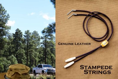 画像1: ハット用 あご紐 レザー製 スタンピード ストリングス （ブラウン）/Leather Stampede Strings(Brown)