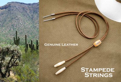 画像1: ハット用 あご紐 レザー製 スタンピード ストリングス （ナチュラル）/Leather Stampede Strings(Natural)