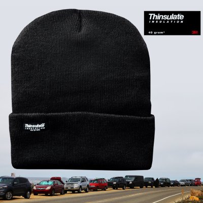 画像1: シンサレート ニットキャップ・ニット帽（ブラック）/ThinsulateTM Lined Knit Cap(Black)