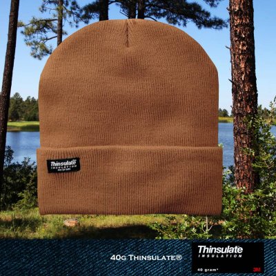 画像1: シンサレート ニットキャップ・ニット帽（ライトブラウン）/ThinsulateTM Lined Knit Cap(Light Brown)