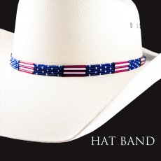 画像1: アメリカンフラッグ ビーズ ハット バンド（レッド・ホワイト・ブルー）/Hat Band (1)