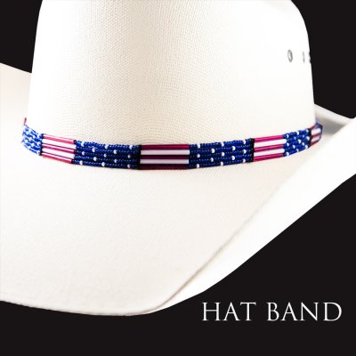 画像1: アメリカンフラッグ ビーズ ハット バンド（レッド・ホワイト・ブルー）/Hat Band
