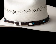 画像2: レザー ハット バンド（クラフトブラウン・ターコイズ）/Leather Hat Band(Brown/Turquoise) (2)