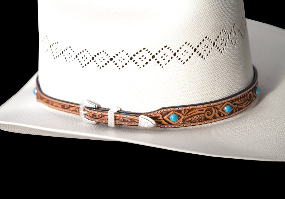 画像2: レザー ハット バンド(クラフトナチュラル・ターコイズ)/Leather Hat Band(Natural/Turquoise) (2)