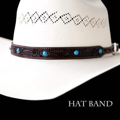 画像1: レザー ハット バンド（クラフトブラウン・ターコイズ）/Leather Hat Band(Brown/Turquoise)