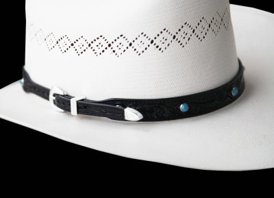 画像2: レザー ハット バンド（クラフトブラック・ターコイズ）/Leather Hat Band(Black/Turquoise)