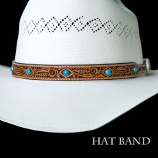 画像1: レザー ハット バンド（クラフトナチュラル・ターコイズ）/Leather Hat Band(Natural/Turquoise) (1)