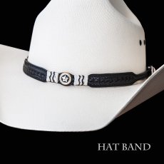 画像2: レザー ハット バンド スター＆ローハイド（ブラック）/Leather Hat Band(Black) (2)