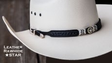 画像4: レザー ハット バンド スター＆ローハイド（ブラック）/Leather Hat Band(Black) (4)