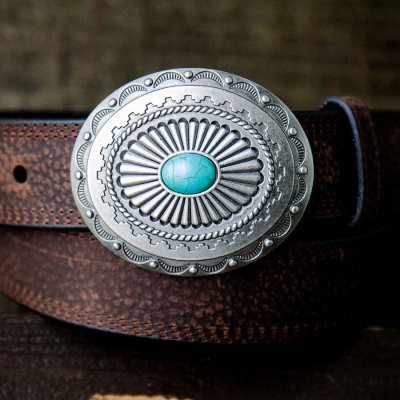 画像2: ウエスタン ベルト バックル（アンティークシルバー・ターコイズ）/Western Belt Buckle