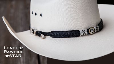 画像3: レザー ハット バンド スター＆ローハイド（ブラック）/Leather Hat Band(Black)