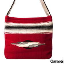 画像1: オルテガ チマヨ ショルダー トートバッグ 100%ウール手織り（バーガンディー）/CHIMAYO ORTEGA'S HAND WOVEN 100% ALL WOOL TOTE BAG(Burgundy) (1)