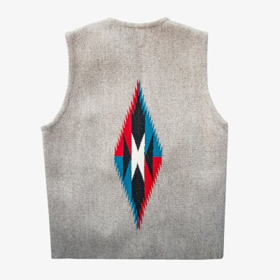 画像2: オルテガ ベスト ポケットつき 40・アメリカ チマヨ 100%ウール手織り/CHIMAYO ORTEGA'S HAND WOVEN 100% ALL WOOL VEST