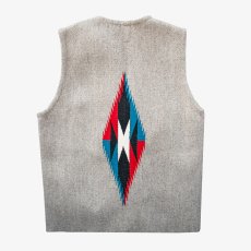 画像2: オルテガ ベスト ポケットつき 40・アメリカ チマヨ 100%ウール手織り/CHIMAYO ORTEGA'S HAND WOVEN 100% ALL WOOL VEST (2)