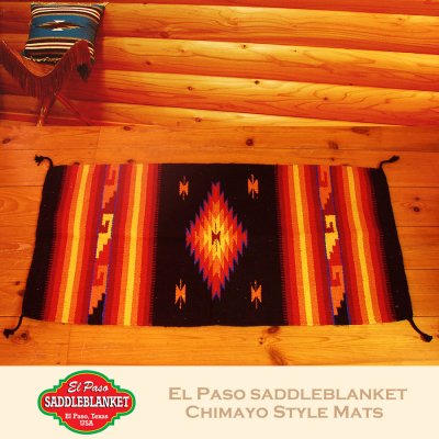 画像1: エルパソサドルブランケット サンタフェ ラグマット（約50cmx100cm）/El Paso Saddleblanket Santa Fe Style Mats