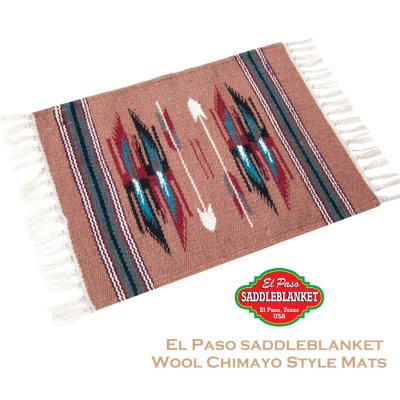 画像1: エルパソサドルブランケット チマヨデザイン ウール ラグマット（約52cmx39cm）/El Paso Saddleblanket Wool Chimayo Style Mats