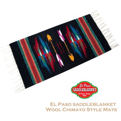 画像1: エルパソサドルブランケット サウスウエスト チマヨデザイン ラグマット（約52cmx26cm）/El Paso Saddleblanket  Wool Chimayo Style Mats