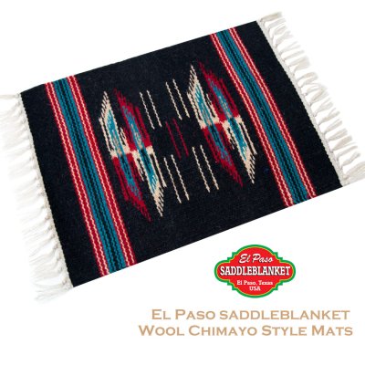 画像1: エルパソサドルブランケット チマヨデザイン ウール ラグマット（約52cmx39cm）/El Paso Saddleblanket Wool Chimayo Style Mats