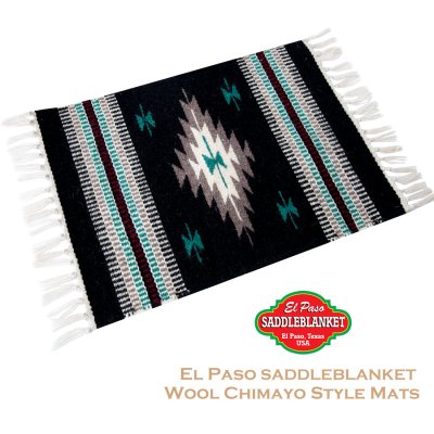 画像1: エルパソサドルブランケット チマヨデザイン ウール ラグマット（約52cmx39cm）/El Paso Saddleblanket Wool Chimayo Style Mats