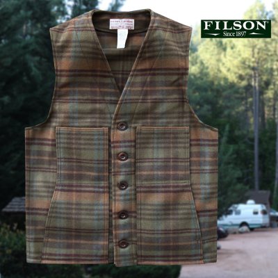 画像1: フィルソン マッキーノ ウールベスト（モスグリーン・ホーソンプラッド）38/Filson Mackinaw Wool Vest