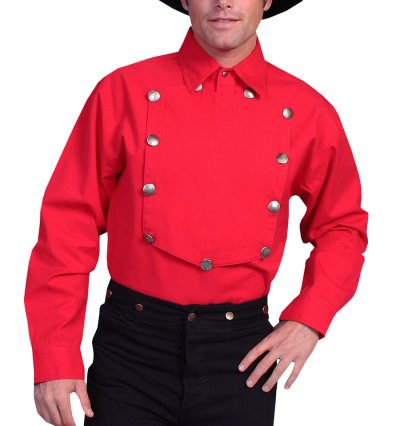 画像1: スカリー ウエスタン ビブフロント キャバルリーシャツ（長袖/レッド）/Scully Range Wear Bib Front Shirt Red(Men's)