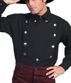 画像2: スカリー ウエスタン ビブフロント キャバルリーシャツ（長袖/ブラック）/Scully Range Wear Bib Front Shirt Black(Men's) (2)