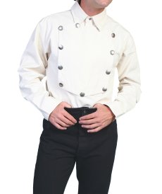 画像2: スカリー ウエスタン ビブなし ビブフロント キャバルリーシャツ S（長袖/ナチュラル）【訳あり商品-SDGs】/Scully Range Wear Bib Front Shirt Natural(Men's) (2)