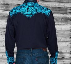 画像3: スカリー ウエスタン 刺繍 シャツ（長袖/ブラック・ターコイズ）/Scully Long Sleeve Embroidered Western Shirt(Men's) (3)