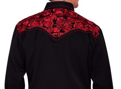 画像3: スカリー ウエスタン 刺繍シャツ（長袖/ブラック・クリムゾン）/Scully Long Sleeve Embroidered Western Shirt(Men's)