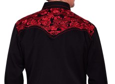 画像3: スカリー ウエスタン 刺繍シャツ（長袖/ブラック・クリムゾン）/Scully Long Sleeve Embroidered Western Shirt(Men's) (3)
