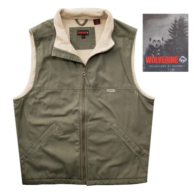 画像1: ウルヴァリン フリースラインド ウオッシュ コットン ベスト（オリーブ）/WOLVERINE Lined Cotton Vest(Olive)