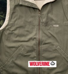 画像2: ウルヴァリン フリースラインド ウオッシュ コットン ベスト（オリーブ）/WOLVERINE Lined Cotton Vest(Olive) (2)