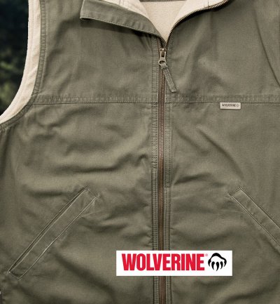 画像2: ウルヴァリン フリースラインド ウオッシュ コットン ベスト（オリーブ）/WOLVERINE Lined Cotton Vest(Olive)