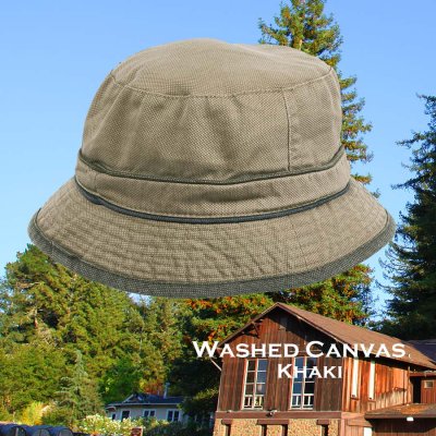 画像1: ドーフマン パシフィック メッシュラインドクラウン ウォッシュド キャンバス バケット ハット（カーキ）/DPC Dorfman Pacific Mesh-Lined Washed Canvas Bucket Hat(Khaki)