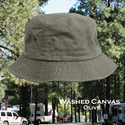 画像1: ドーフマン パシフィック ウォッシュド コットン キャンバス バケット ハット（オリーブ）/DPC Dorfman Pacific Washed Canvas Bucket Hat(Olive)