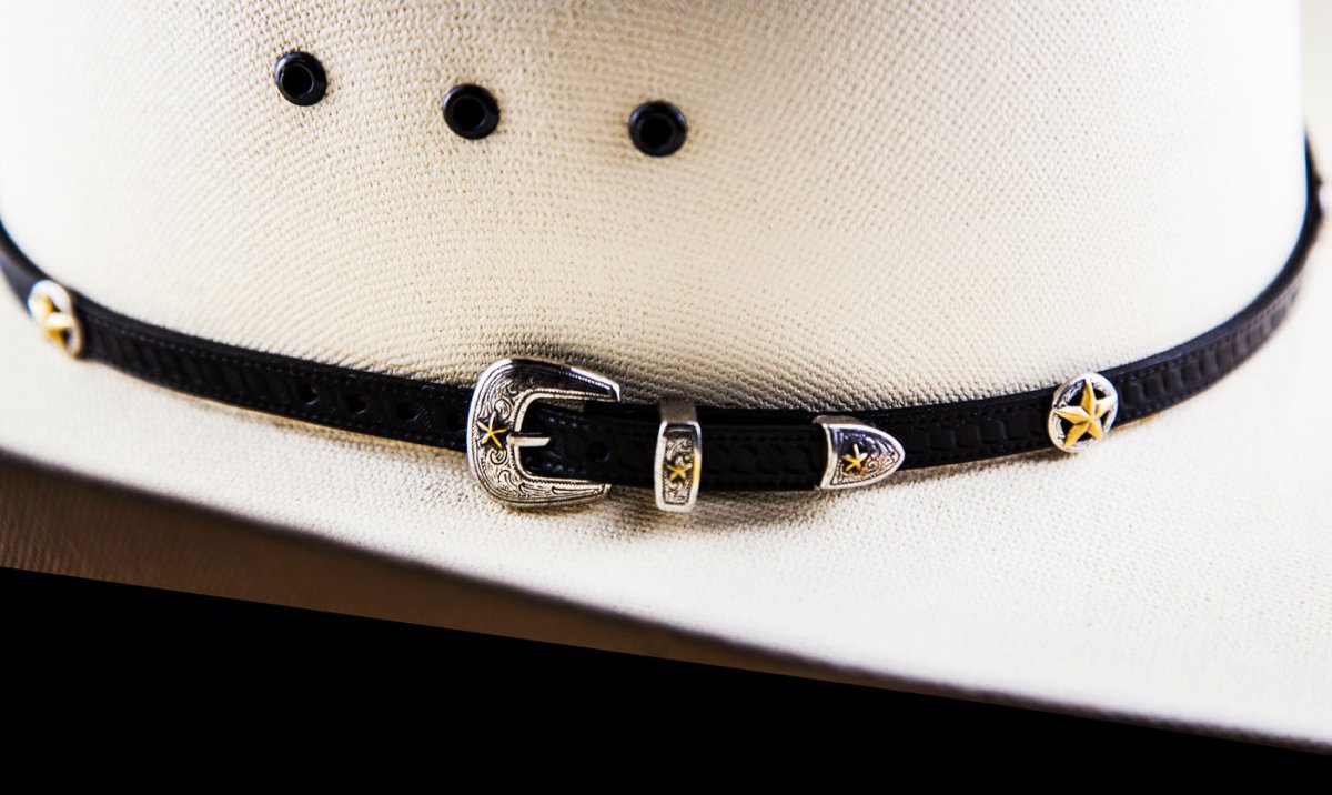 画像3: ゴールドスター レザー ハット バンド(ブラック)/Leather Hat Band(Black/Silver/Gold Star Concho) (3)