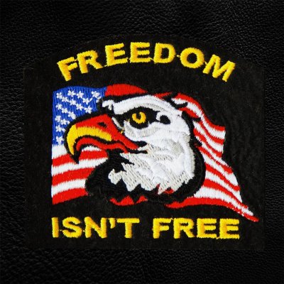 画像1: ワッペン アメリカンイーグル 星条旗 FREEDOM ISN'T FREE ブラック/Patch