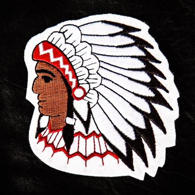 画像1: ワッペン インディアン酋長（シルバー・ブラック・レッド・ホワイト）/Patch 