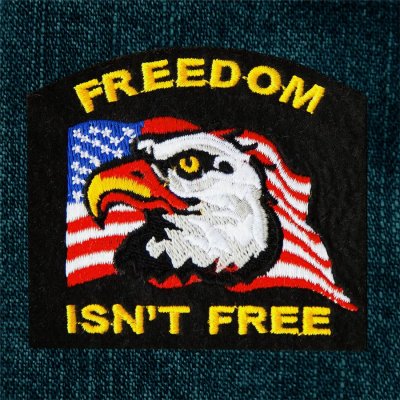 画像2: ワッペン アメリカンイーグル 星条旗 FREEDOM ISN'T FREE ブラック/Patch