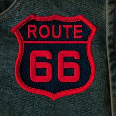 画像1: ワッペン ルート66 レッド・ブラック/Patch Route 66 (1)