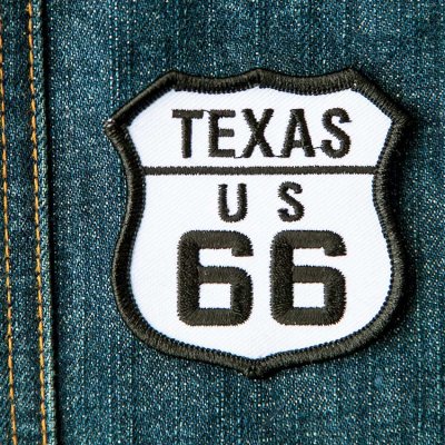 画像1: ワッペン テキサス US ルート66 ブラック・ホワイト 63mm×63mm/Patch TEXAS Route 66