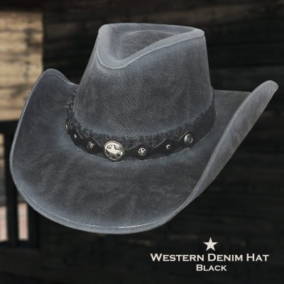 画像1: ブルハイド デニム カウボーイ ハット（ブラック）/Bullhide Western Denim Hat(Black)