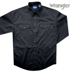 画像1: ラングラー ウエスタンシャツ ブラック無地（長袖）/Wrangler Long Sleeve Western Shirt(Black) 71105BK (1)