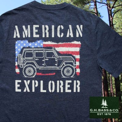 画像1: ジーエイチバス アメリカン エクスプローラー 半袖 Tシャツ（ネイビー）S/ GH Bass & Co. American Explorer T-shirt