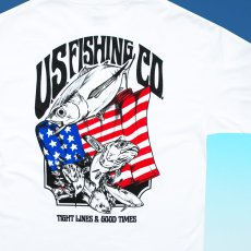 画像1: アメリカン フィッシング アメリカ国旗 半袖 Tシャツ（ホワイト）/U.S. Fishing Short Sleeve T-shirt(White) (1)